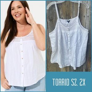 Torrid Embroidered Button Front Tank Sz. 2X